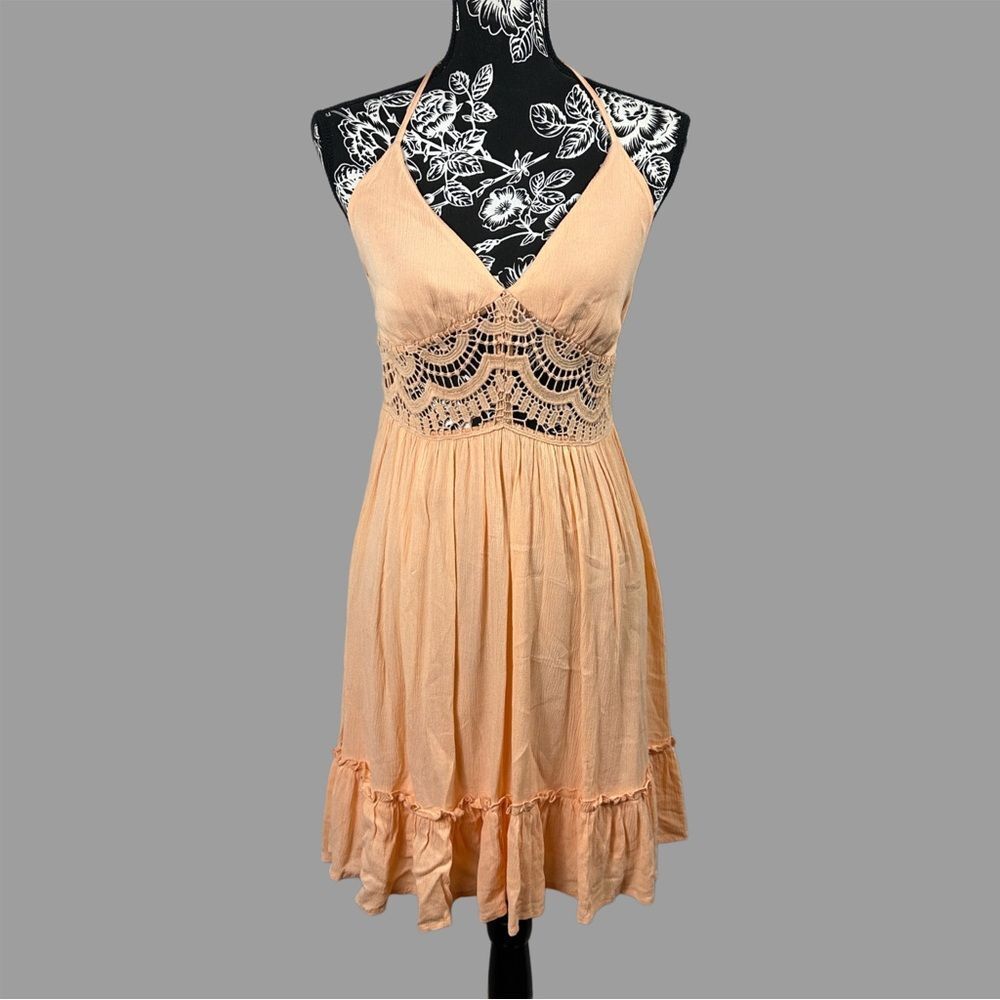 Halter Top Summer Dress with Peek-a-boo Lace